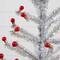 3ft. Artificial Retro Silver Tinsel Christmas Tree with 45 Red Mini Ornament Balls and Wooden Base
